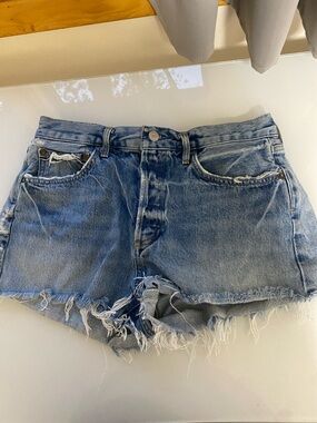 AGOLDE Light Blue Distressed Denim Jean Shorts